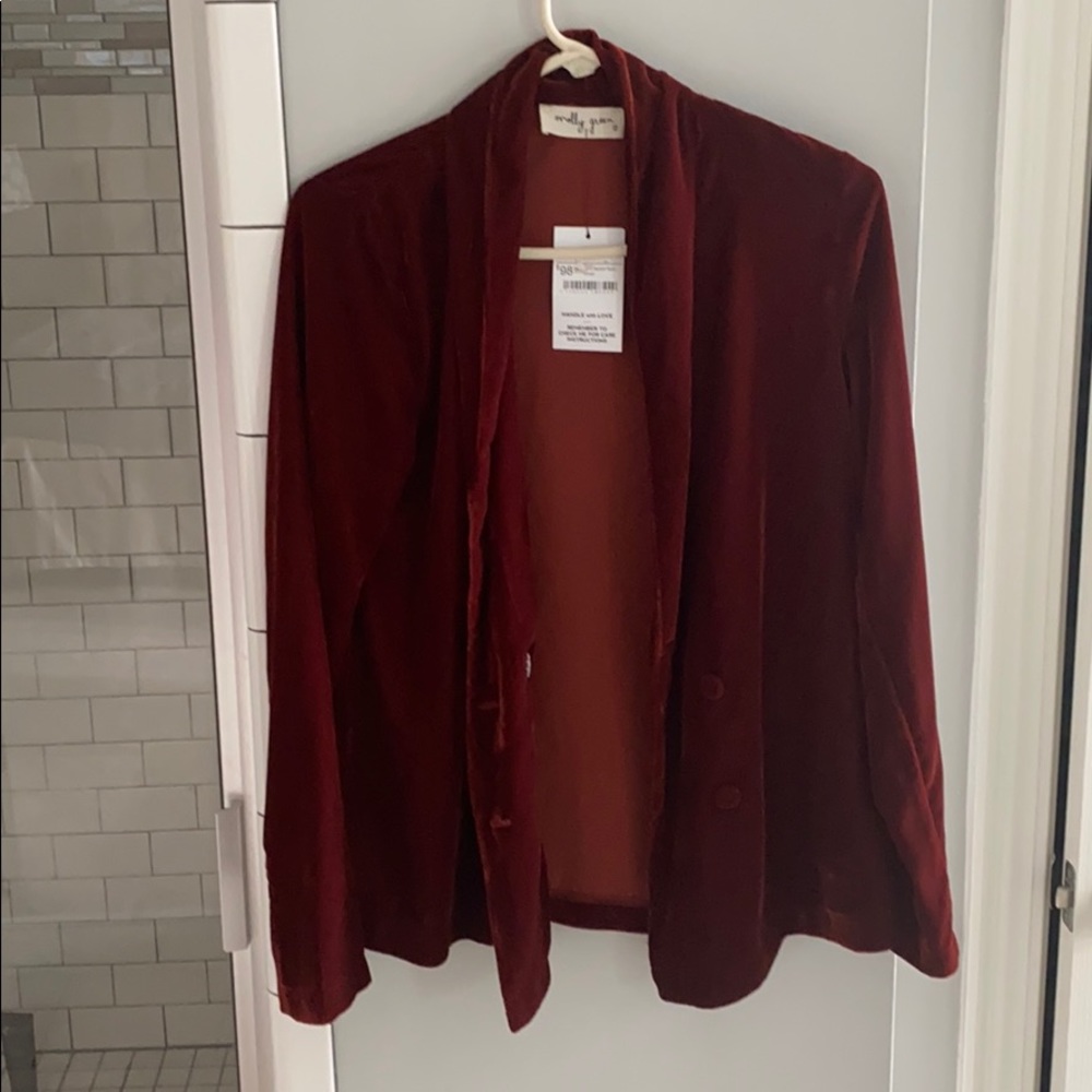 Women's Velvet Jacket in Rich Burgundy